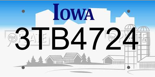 3TB4724 Iowa License Plate
