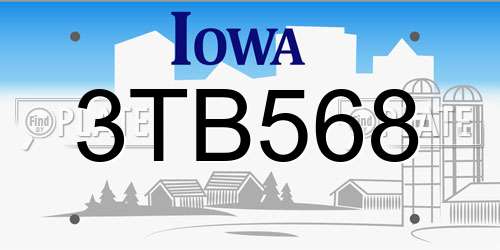 3TB568 Iowa License Plate