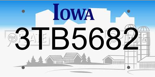 3TB5682 Iowa License Plate