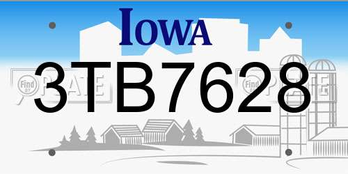 3TB7628 Iowa License Plate