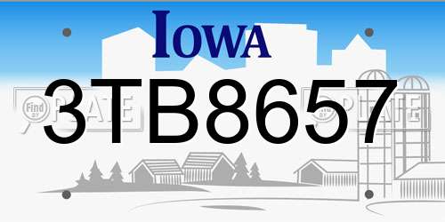 3TB8657 Iowa License Plate