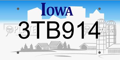 3TB914 Iowa License Plate