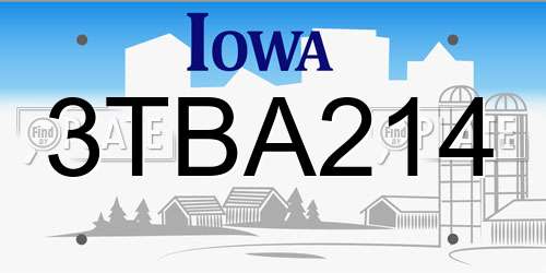 3TBA214 Iowa License Plate