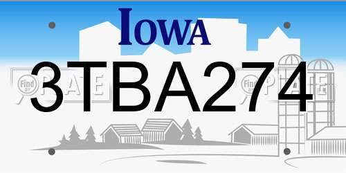 3TBA274 Iowa License Plate