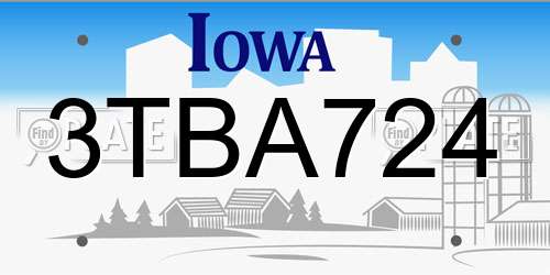 3TBA724 Iowa License Plate