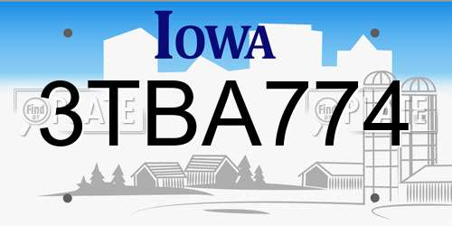 3TBA774 Iowa License Plate