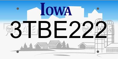 3TBE222 Iowa License Plate
