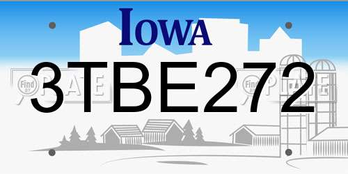 3TBE272 Iowa License Plate