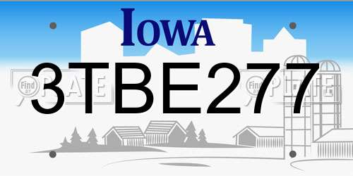3TBE277 Iowa License Plate