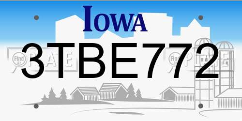 3TBE772 Iowa License Plate
