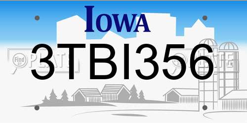3TBI356 Iowa License Plate