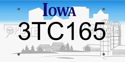 3TC165 Iowa License Plate