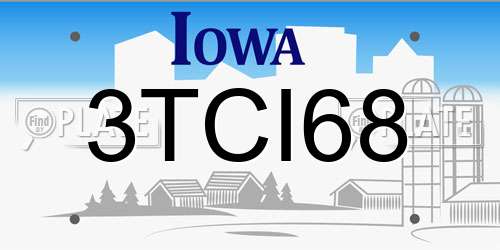 3TCI68 Iowa License Plate
