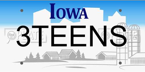 3TEENS Iowa License Plate