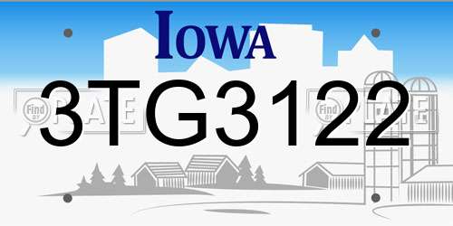3TG3122 Iowa License Plate