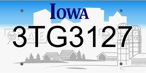 3TG3127 Iowa License Plate