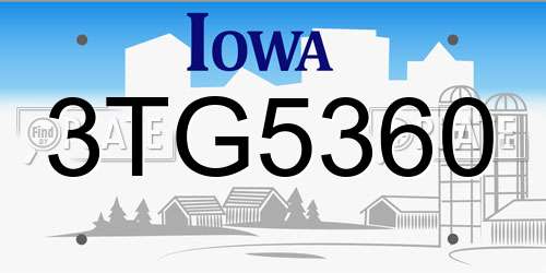 3TG5360 Iowa License Plate