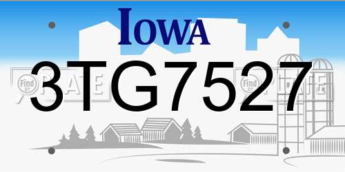 3TG7527 Iowa License Plate