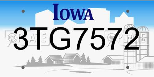 3TG7572 Iowa License Plate