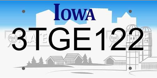 3TGE122 Iowa License Plate