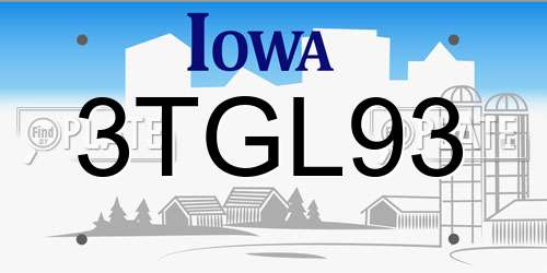 3TGL93 Iowa License Plate