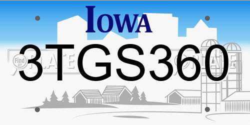 3TGS360 Iowa License Plate