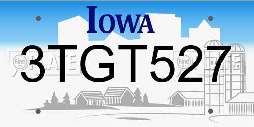 3TGT527 Iowa License Plate
