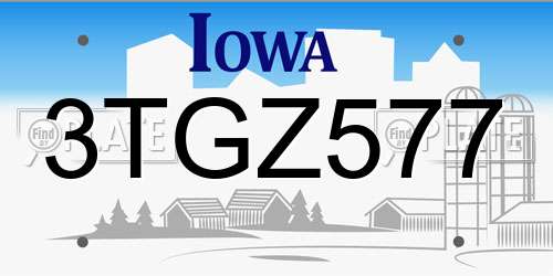 3TGZ577 Iowa License Plate