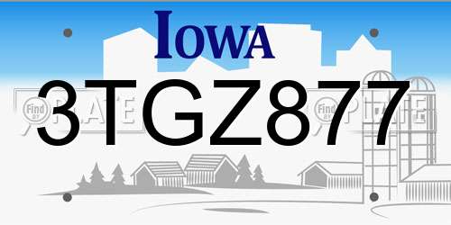 3TGZ877 Iowa License Plate