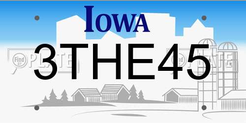 3THE45 Iowa License Plate