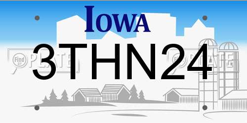 3THN24 Iowa License Plate
