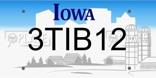 3TIB12 Iowa License Plate