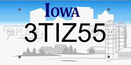 3TIZ55 Iowa License Plate