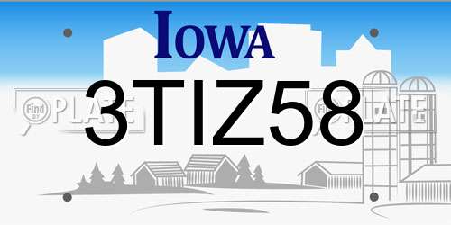 3TIZ58 Iowa License Plate
