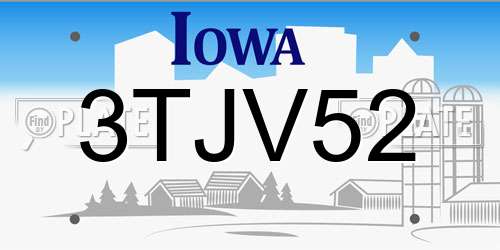 3TJV52 Iowa License Plate