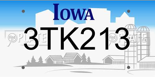 3TK213 Iowa License Plate