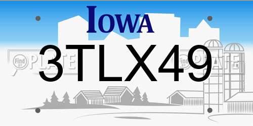 3TLX49 Iowa License Plate