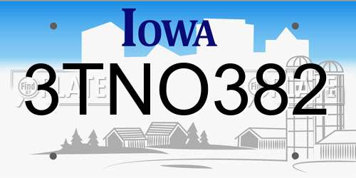 3TNO382 Iowa License Plate