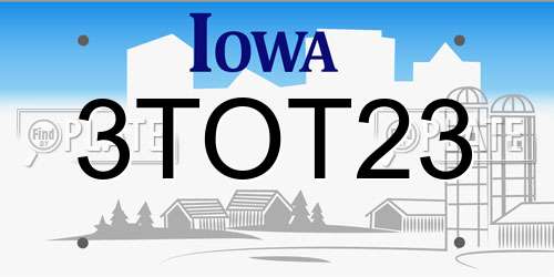 3TOT23 Iowa License Plate