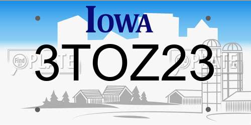 3TOZ23 Iowa License Plate