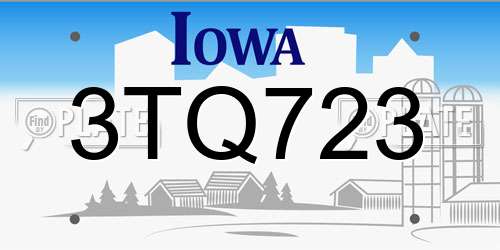 3TQ723 Iowa License Plate