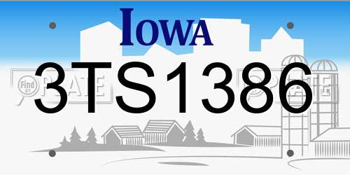 3TS1386 Iowa License Plate