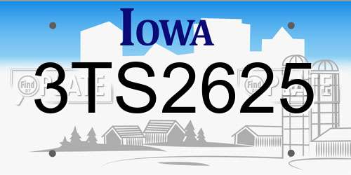 3TS2625 Iowa License Plate