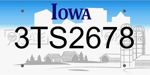 3TS2678 Iowa License Plate