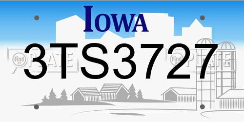 3TS3727 Iowa License Plate