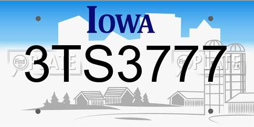 3TS3777 Iowa License Plate