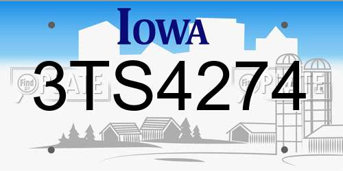 3TS4274 Iowa License Plate