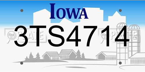 3TS4714 Iowa License Plate