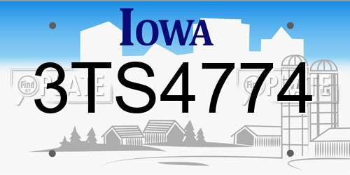 3TS4774 Iowa License Plate