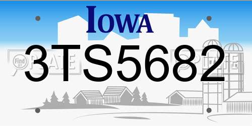 3TS5682 Iowa License Plate